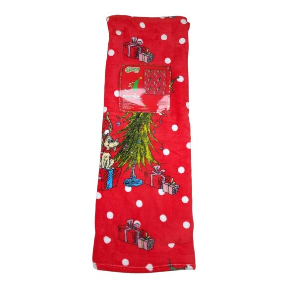 The Grinch Oversized Throw Blanket 60"x70" Christmas Red & White Polka Dots - Picture 4 of 11